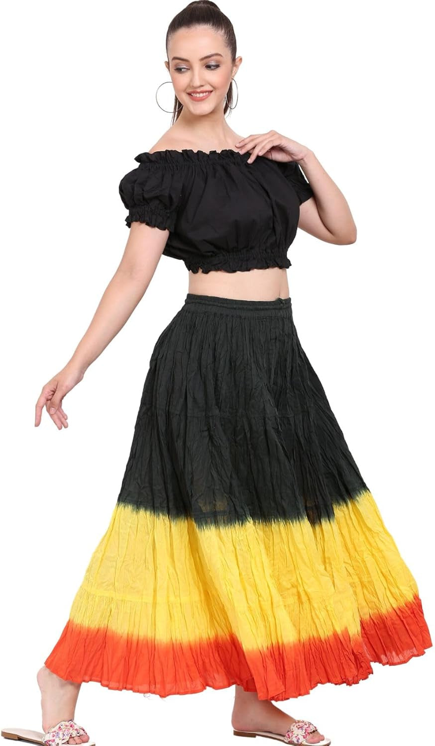 Women'S Flowy Renaissance Long Maxi Tiered Peasant Dance Skirt, plus Size 0X to 3X