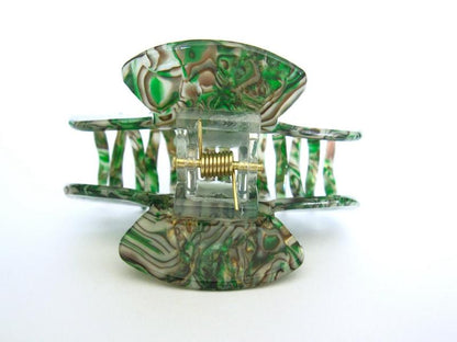 Medium Abalone Sea Shell Effect Green Hair Claw Clamp Clip