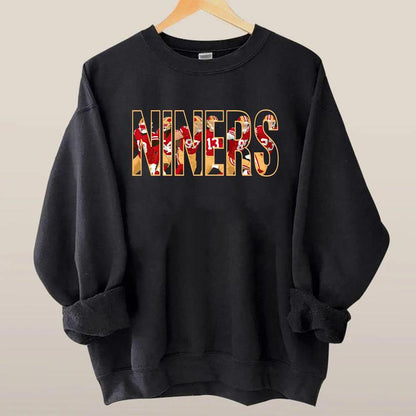 Niners Crewneck Sweatshirt, 49Ers Sweatshirt, San Fransisco Friends Gear, Purdy, Kittle, Deebo, Bosa, Warner, Aiyuk, Niners Fan Gift Collar Fabric