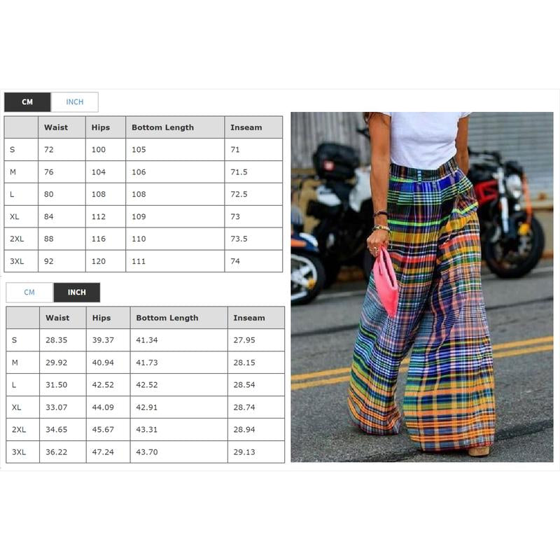 UOOZEE Women'S Pants Wide Leg Chic Loose Wide Leg Checkerboard Print Casual Pants Bottoms Pants (The Size Is Slightly Smaller, Please Check the Size Chart When Placing an Order) Suitable for Elegant Ladies, Comfortable and Casual, Commuting Daily