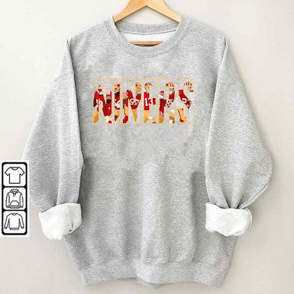 Niners Crewneck Sweatshirt, 49Ers Sweatshirt, San Fransisco Friends Gear, Purdy, Kittle, Deebo, Bosa, Warner, Aiyuk, Niners Fan Gift Collar Fabric