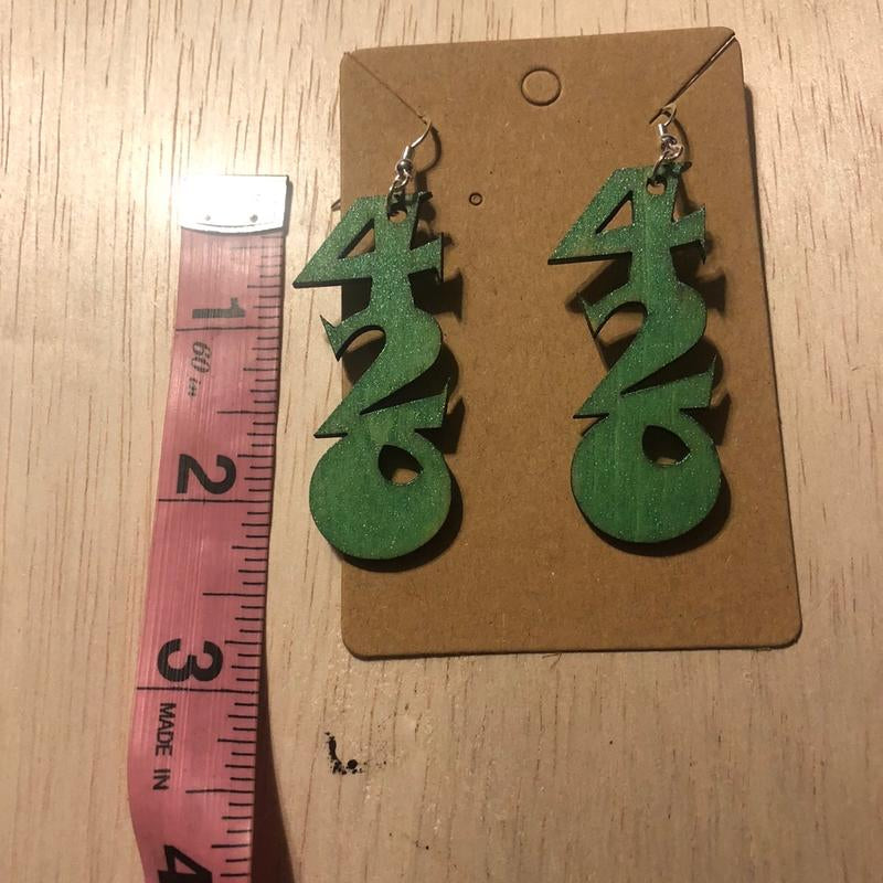 Glitter Green 420 Earrings