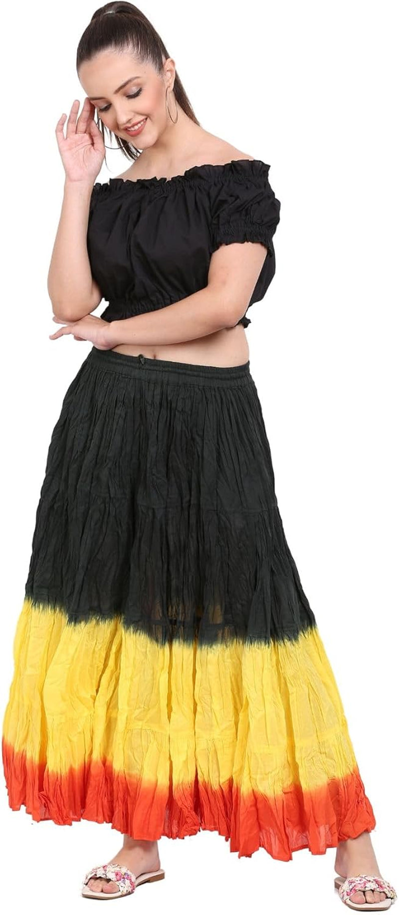 Women'S Flowy Renaissance Long Maxi Tiered Peasant Dance Skirt, plus Size 0X to 3X