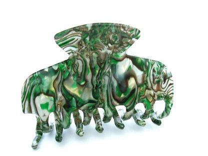 Medium Abalone Sea Shell Effect Green Hair Claw Clamp Clip