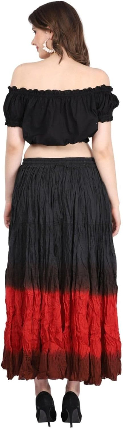 Women'S Flowy Renaissance Long Maxi Tiered Peasant Dance Skirt, plus Size 0X to 3X