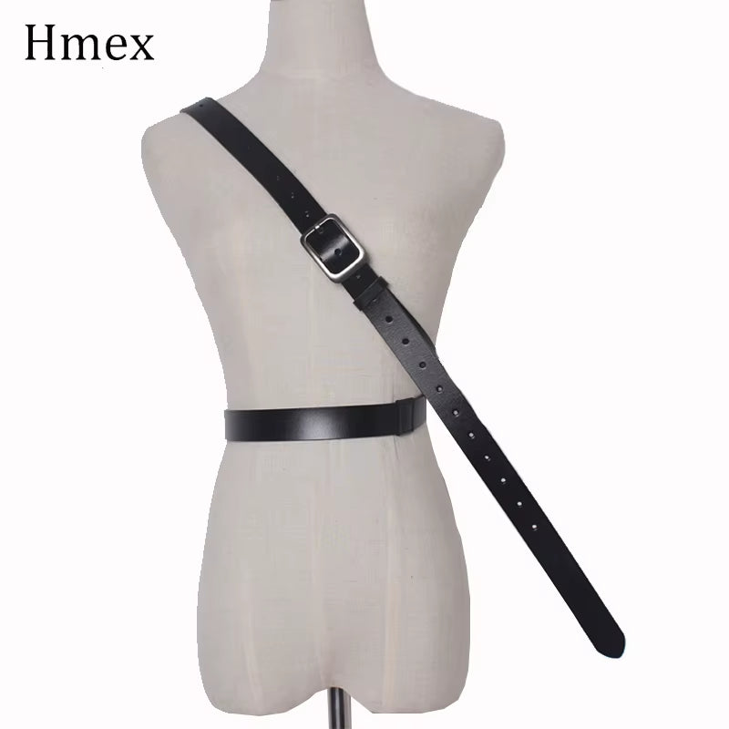 New Leather Long Personality Fashion Belt Designer Women Waist Wide Black Belt Ladies Leisure Dress Jeans Wild Waistband