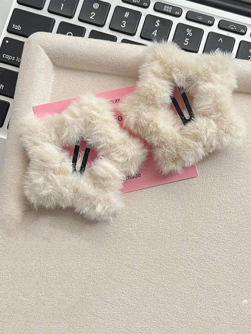 Women'S Elegant Summer Trendy Star Shaped Fluffy Hair Clips, Minimalist Y2K Cute Hair Clips, Trendy Chic Kawaii Accessories for Hairstyle Decor