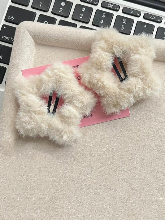 Women'S Elegant Summer Trendy Star Shaped Fluffy Hair Clips, Minimalist Y2K Cute Hair Clips, Trendy Chic Kawaii Accessories for Hairstyle Decor