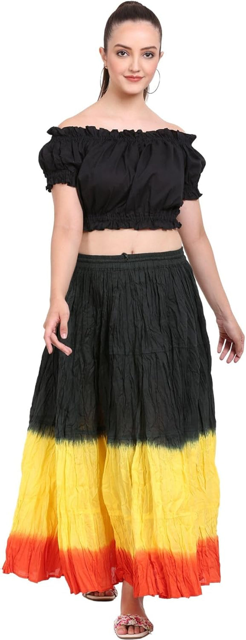 Women'S Flowy Renaissance Long Maxi Tiered Peasant Dance Skirt, plus Size 0X to 3X