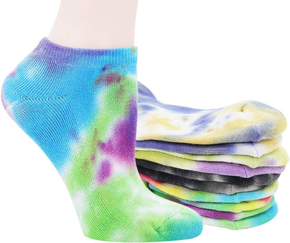 Women'S Low Cut Tie-Dye Cotton Socks, No Show Hidden Casual Floor Sock