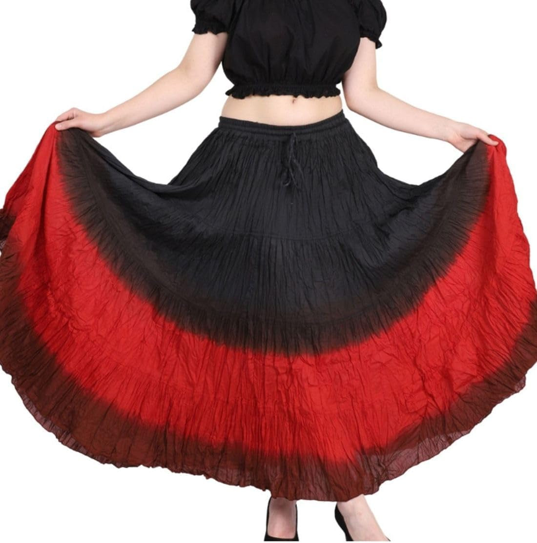 Women'S Flowy Renaissance Long Maxi Tiered Peasant Dance Skirt, plus Size 0X to 3X