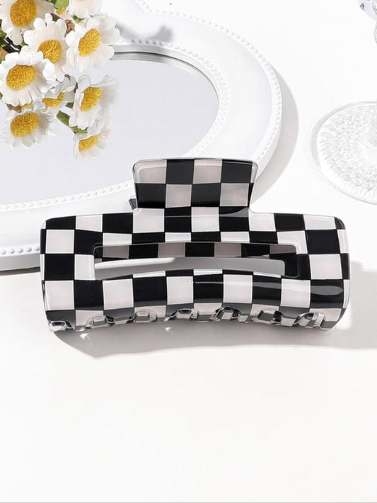 Checkerboard Pattern Hair Claw, Casual Versatile Hair Accessories for Women, Minimalist Headwear Suitable for Thick Hair, Fashion Hair Accessories for Party, Daily Clothing Decor