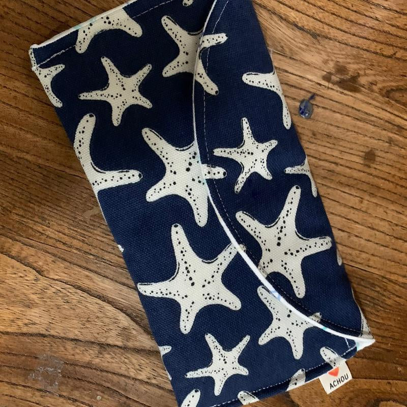 Star Summer Eyeglass Fabric Case - Washable Reusable Fabric Case - Holds Toys Candy - Handmade Upcycled Scraps - Eco Friendly Summer Acessory Female Male Female Male Female Male