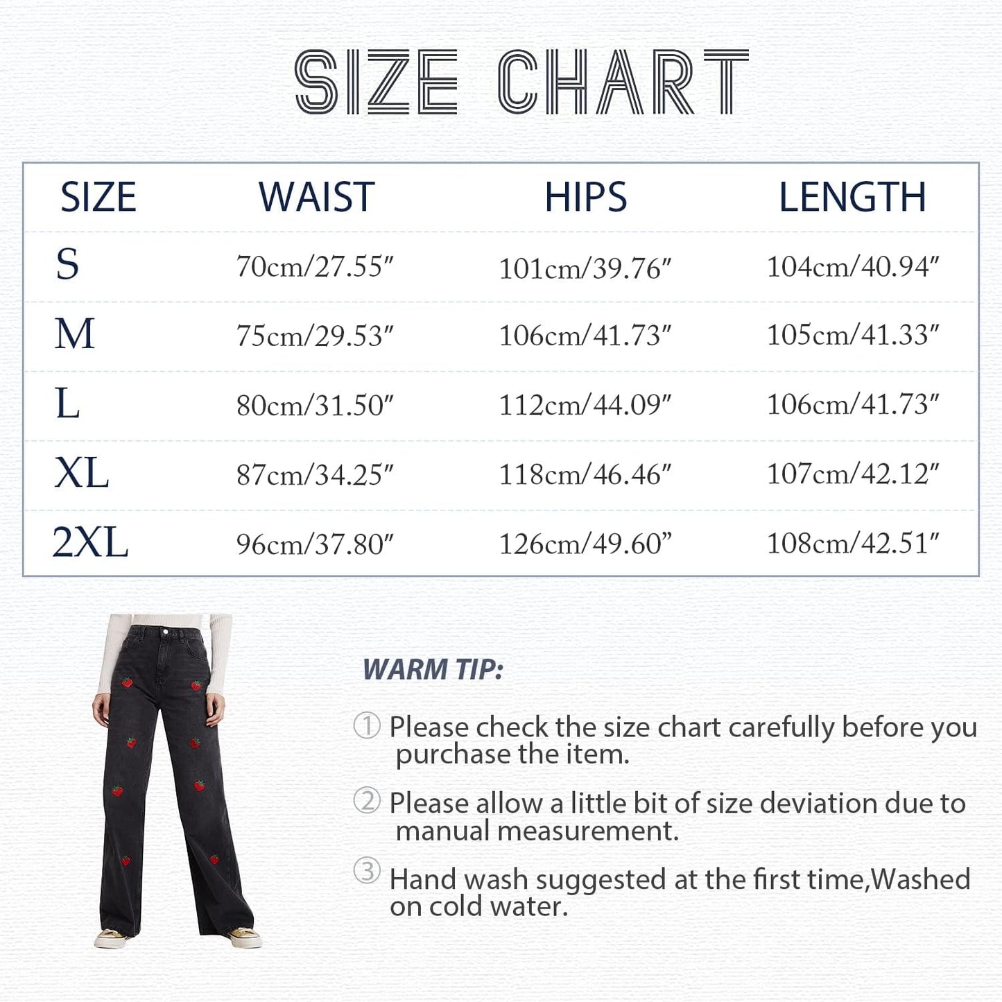 Embroidered Jeans for Women Cute Baggy Straight Leg Pants High Rise Washed Blue Black Denim Trouser (Black-3, 2XL)