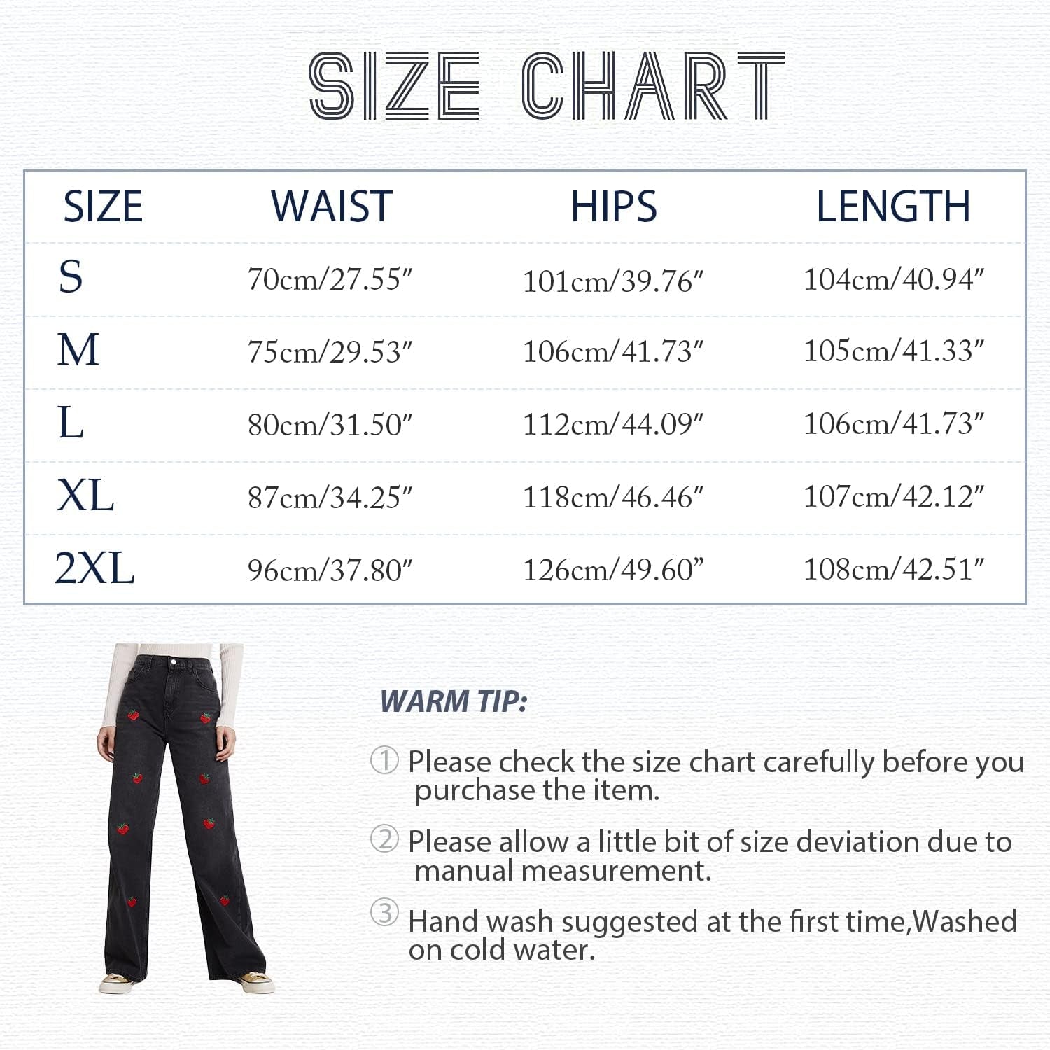 Embroidered Jeans for Women Cute Baggy Straight Leg Pants High Rise Washed Blue Black Denim Trouser (Black-3, 2XL)