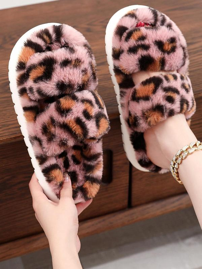 Casual Soft Double Strap Slipper for Women, 2024 New Stylish Plush House Shoes as Gift for Girlfriend, Minimalist Warm Home Slippers for Fall & Winter Wear