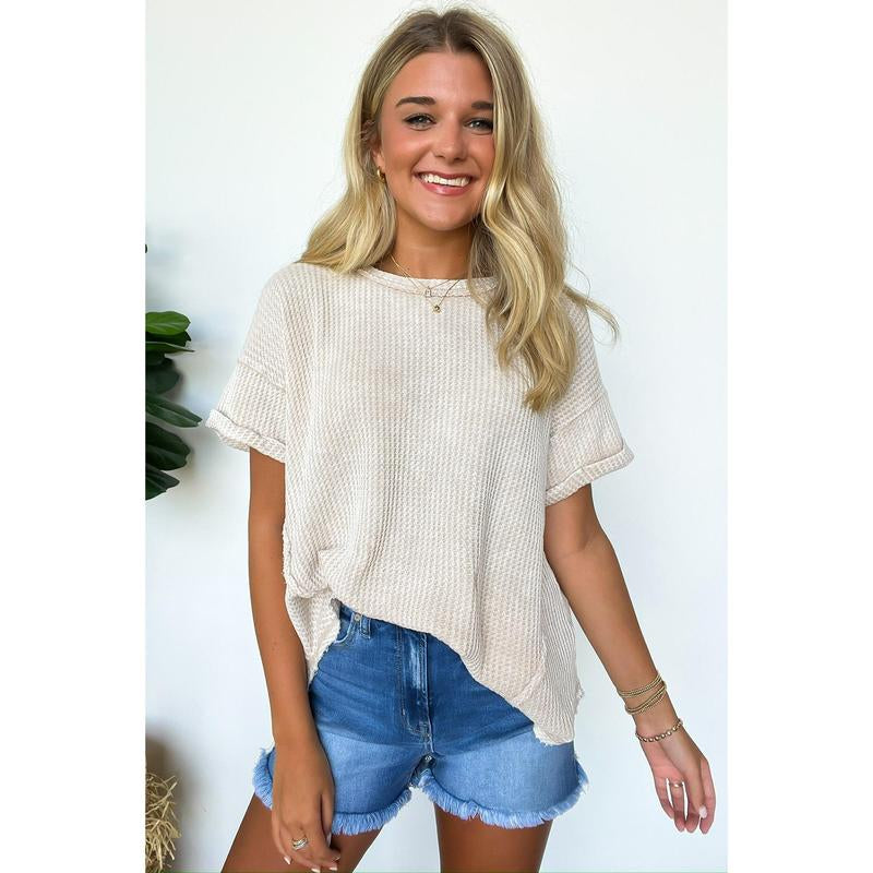 Eudorah Washed Waffle Knit Top - BACK in STOCK