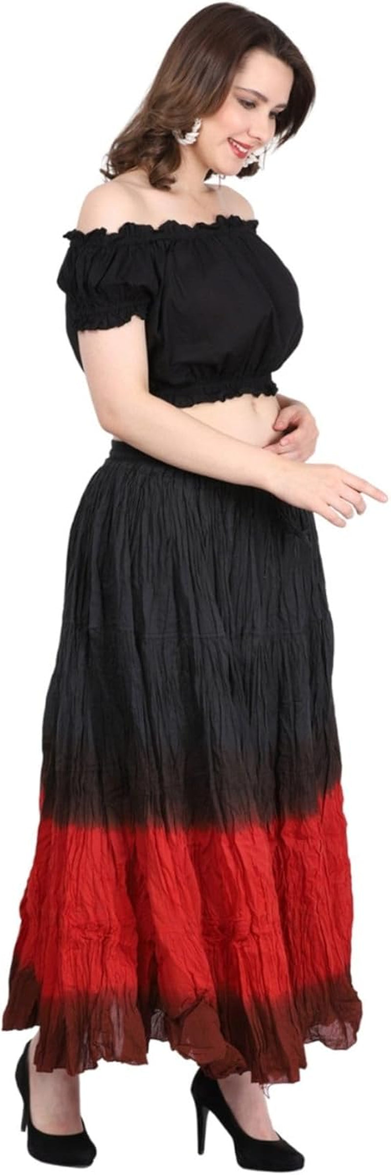 Women'S Flowy Renaissance Long Maxi Tiered Peasant Dance Skirt, plus Size 0X to 3X