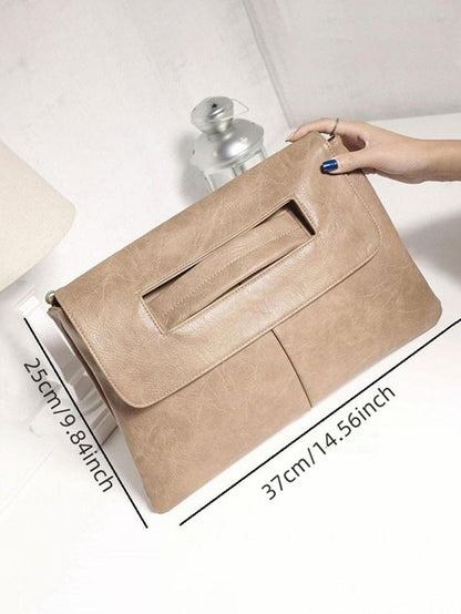 Women'S 2024 Vintage Solid Matching Pu Leather Clutch Bag, Large Capacity Wristlet Clutch Handbags for Work, Ladies Purse Designer Envelop Clutch Bags