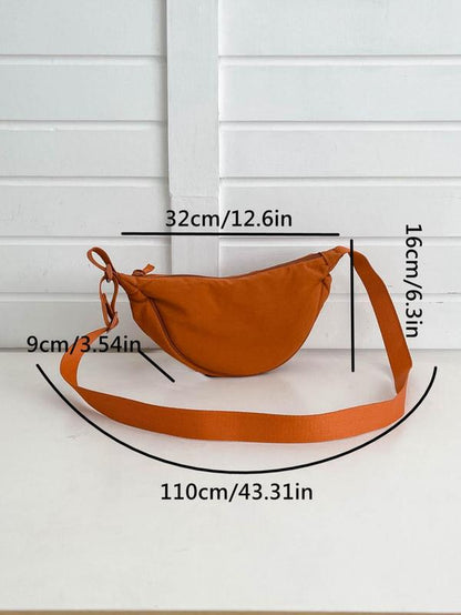 Women'S Solid Color Crossbody Bag Bag, Trendy Zipper Half Moon Bag for Daily Used, Casual Matching Shoulder Bag for Work & School