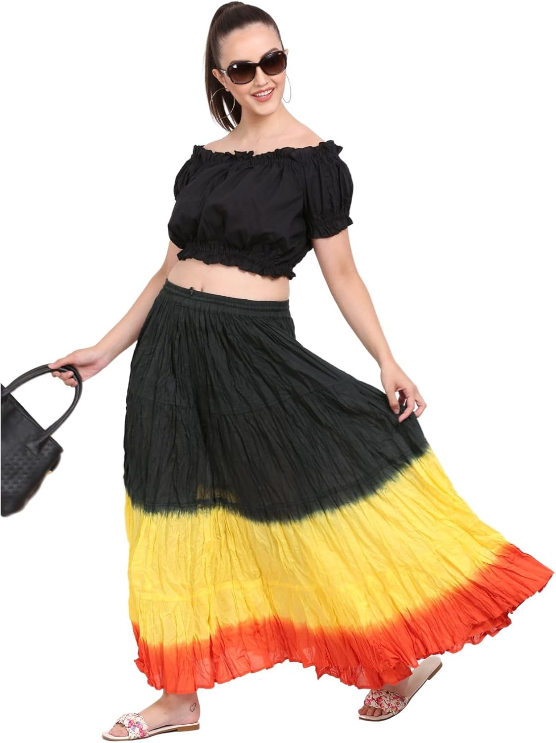 Women'S Flowy Renaissance Long Maxi Tiered Peasant Dance Skirt, plus Size 0X to 3X