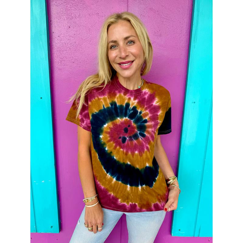 Fall Burst Thankful, Grateful Blessed Tie-Dye Tee