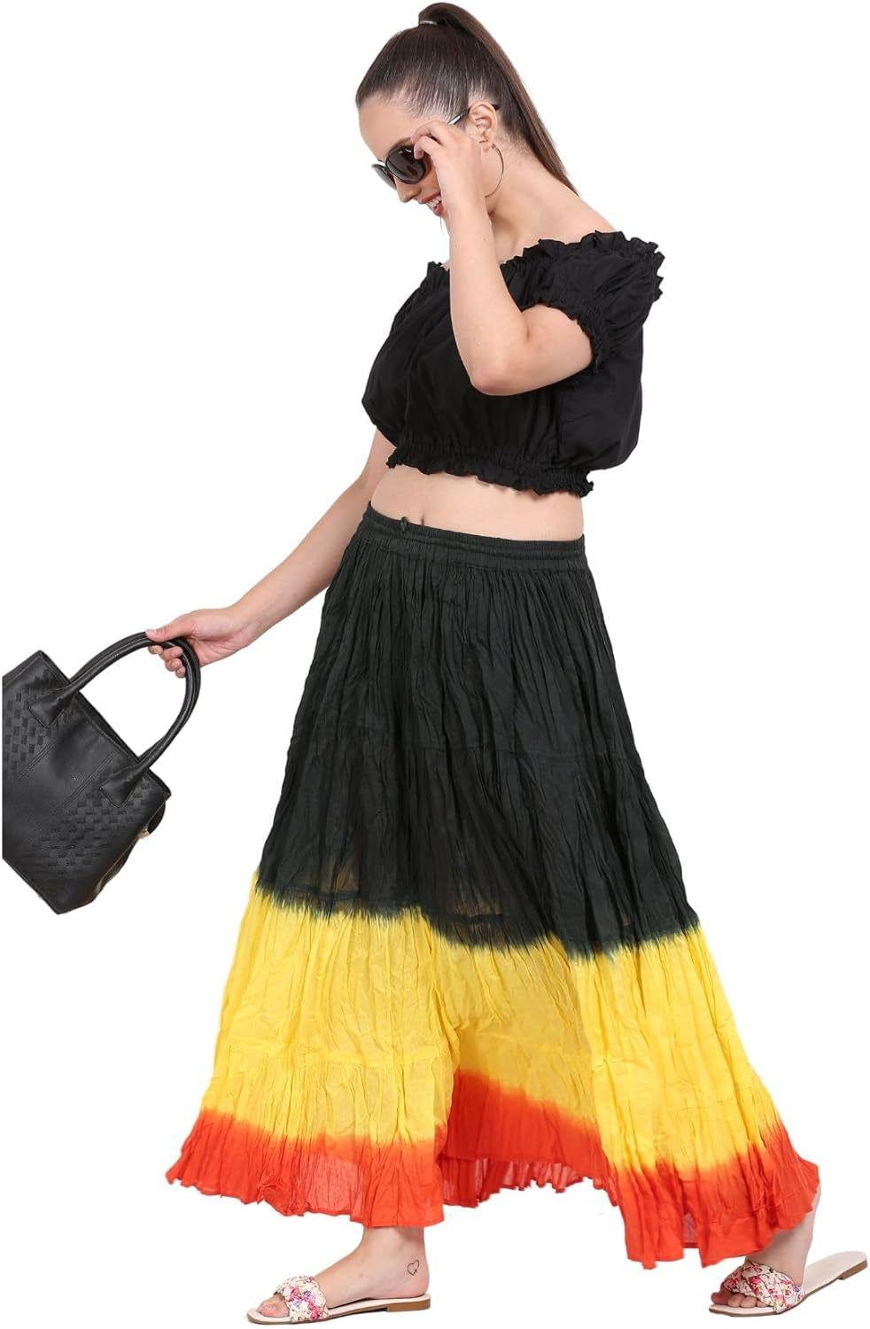 Women'S Flowy Renaissance Long Maxi Tiered Peasant Dance Skirt, plus Size 0X to 3X