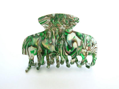 Medium Abalone Sea Shell Effect Green Hair Claw Clamp Clip