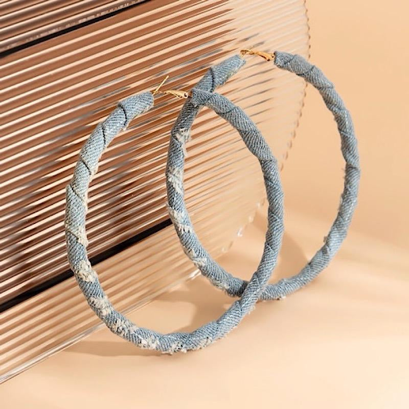 Denim Large Hoop Earrings