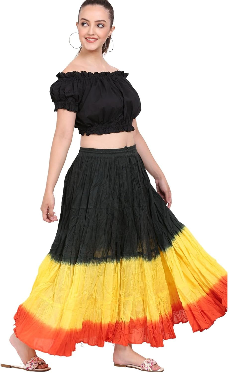 Women'S Flowy Renaissance Long Maxi Tiered Peasant Dance Skirt, plus Size 0X to 3X