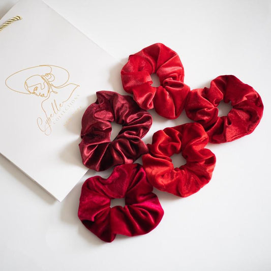 Red Roses - 5 Pack Red Shade Scrunchies