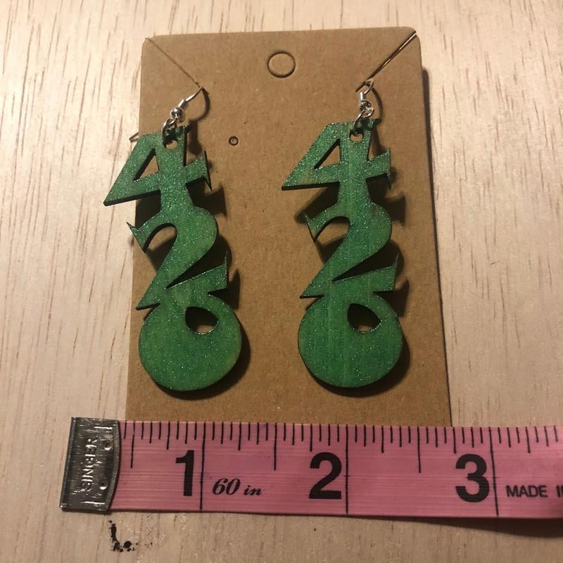 Glitter Green 420 Earrings