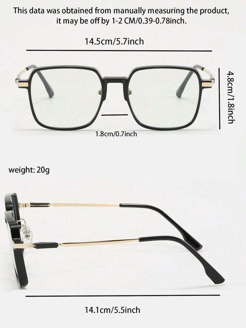 Summer Simple Square Frame anti Blue Light Eyeglasses, Back to School for Work, Daily Clothing Decor, Unisex Glasses Accessories for Student Daily