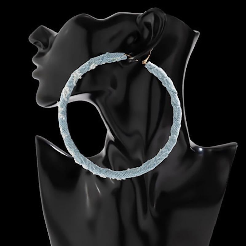 Denim Large Hoop Earrings