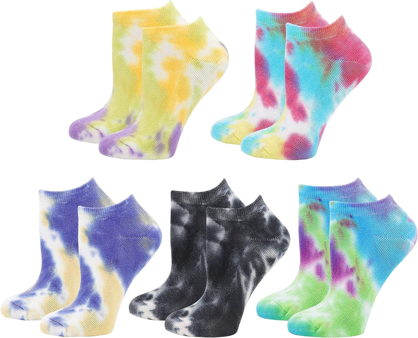 Women'S Low Cut Tie-Dye Cotton Socks, No Show Hidden Casual Floor Sock