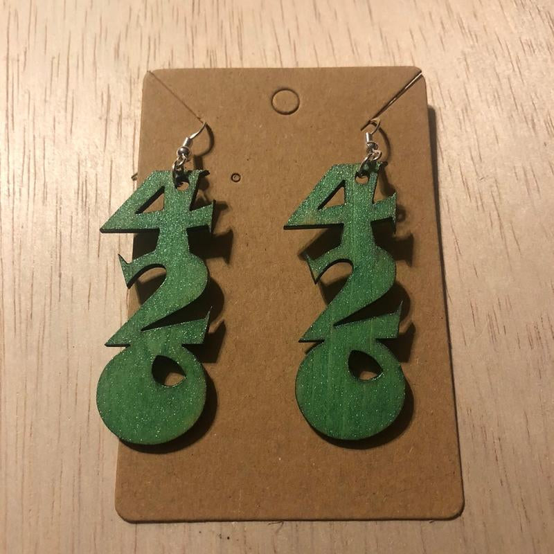 Glitter Green 420 Earrings